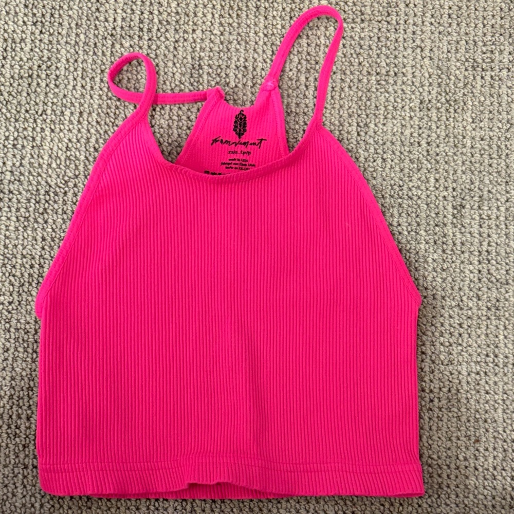 Free people movement Pink Ribbed Tank Top